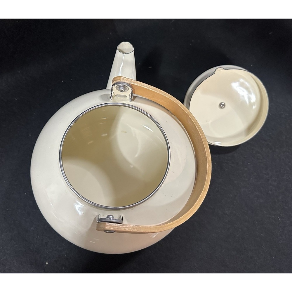 PFALTZGRAFF Tea Rose Enamel Metal Hot Water Kettle, Wood Handle 1985 - Picture 4 of 4